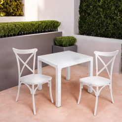 SET 2 SEDIE RESINA BIANCHE + TAVOLO POLYRATTAN BIANCO - immagine 6