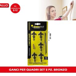 GANCI PER QUADRI SET 5 PZ. BRONZO