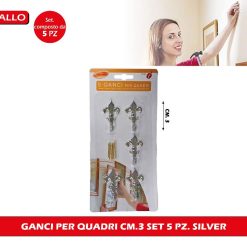 GANCI PER QUADRI CM.3 SET 5 PZ. SILVER