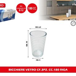BICCHIERE VETRO CF.3PZ. CC.180 RIGA
