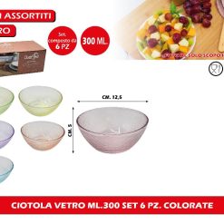CIOTOLA VETRO ML.300 SET 6 PZ. COLORATE