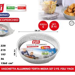VASCHETTA ALLUMINIO TORTA MEDIA SET 2 PZ. FOLI' PACK