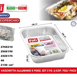 VASCHETTA ALLUMINIO 5 PORZ. SET 2 PZ. S/COP. FOLI' PACK