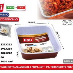 VASCHETTA ALLUMINIO 8 PORZ. SET 1 PZ. TERRACOTTE FOLI'