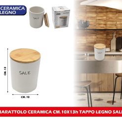 BARATTOLO CERAMICA CM.10X13h TAPPO LEGNO SALE