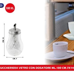 ZUCCHERIERA VETRO CON DOSATORE ML.180 CM.7X14h