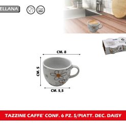 TAZZINE CAFFE' CONF. 6 PZ. S/PIATT. DEC. DAISY