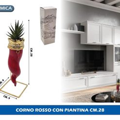 CORNO ROSSO CON PIANTINA CM.28