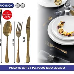 POSATE SET 24 PZ. IVON ORO LUCIDO