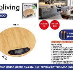 BILANCIA CUCINA ELETTR. KG.5 DIV. 1 GR. TONDA 2 BATTERIE AAA (INCLUSE)
