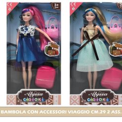 BAMBOLA CON ACCESSORI VIAGGIO CM.29 2 ASS.