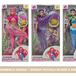 BAMBOLA SIRENA + SIRENA PICCOLA IN BOX 3 ASS.