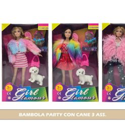 BAMBOLA PARTY CON CANE 3 ASS.
