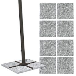 Sicignano | Base Ombrellone Mattonella 50x50x4h cm Granito Lavato 22Kg - Piastra Zavorra Stabilizzante Marmetta Supporto Esterno - Giardino Terrazzo Bar Ristorante Spiaggia (Granito, 8, Mattonelle)