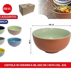 CIOTOLA IN CERAMICA ML.550 CM.14X7h COL. ASS.