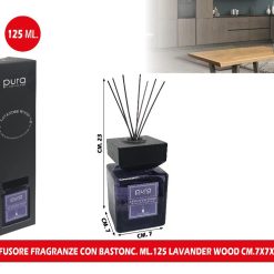 DIFFUSORE FRAGRANZE CON BASTONC. ML.125 LAVANDER WOOD CM.7X7X23h