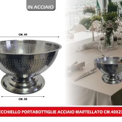 SECCHIELLO PORTABOTTIGLIE ACCIAIO MARTELLATO CM.40X23h