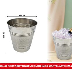 SECCHIELLO PORTABOTTIGLIE ACCIAIO INOX MARTELLATO CM.25X26h
