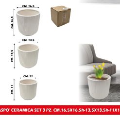 CASPO' CERAMICA SET 3 PZ. CM.16,5X16,5h-13,5X13,5h-11X11h