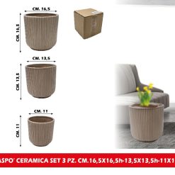 CASPO' CERAMICA SET 3 PZ. CM.16,5X16,5h-13,5X13,5h-11X11h