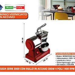 GRATTUGIA SERIE 3000 CON RULLO IN ACCIAIO 380W 4 POLI 1400 RPM ROSSA