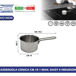 CASSERUOLA CONICA CM.10 1 MAN. DAISY X INDUZIONE