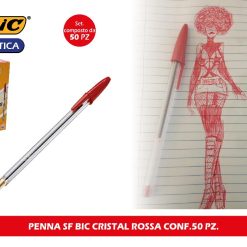 PENNA SF BIC CRISTAL ROSSA CONF.50 PZ.