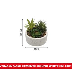 PIANTINA IN VASO CEMENTO ROUND WHITE CM.13X13,5h