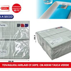 Tovaglioli Airlaid Cf.50Pz. Cm.40X40 Lino Verde