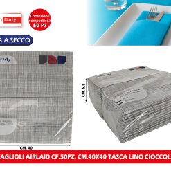 Tovaglioli Airlaid Cf.50Pz. Cm.40X40 Lino Cioccolato
