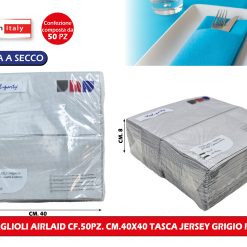 Tovaglioli Airlaid Cf.50Pz. Cm.40X40 Jersey Grigio Perla