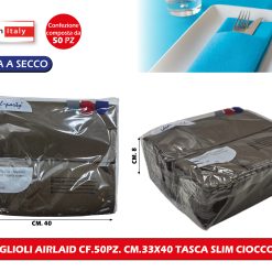 TOVAGLIOLI AIRLAID CF.50PZ. CM.33X40 TASCA SLIM CIOCCOLATO