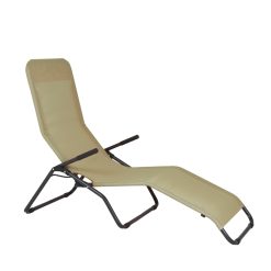 Sicignano | Sdraio Pieghevole da Giardino Mare Telaio Antracite con Telo Texilene per Esterni Interni, Poltrona Relax Resistente alle Intemperie, 175x68x100 cm, Piedini Antiscivolo (2, Ecrù)