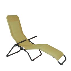 Sicignano | Sdraio Pieghevole da Giardino Mare Telaio Antracite con Telo Texilene per Esterni Interni, Poltrona Relax Resistente alle Intemperie, 175x68x100 cm, Piedini Antiscivolo (1, Senape)
