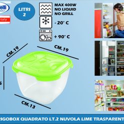 Frigobox Quadrato Lt.2 Nuvola Lime Trasp.