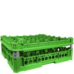 Cesto Lavaggio 36 Bicchieri con Kit 3 Inserti 6x6 – Top Verde, Robusto e Impilabile