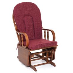 poltrona dondolo legno douglas cuscino bordeaux