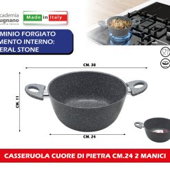 CASSERUOLA CUORE DI PIETRA CM.24 2 MANICI - immagine 1