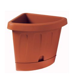 Vaso Angolare Victoria con Sottovaso – 18 Lt, Terracotta, Resistente a Sbali di Temperatura e Raggi Solari