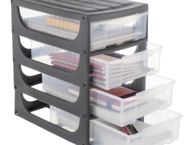 Bama Cassettiera da Tavolo 4 Cassetti – Hobby Box Compatta per Ufficio o Casa, Colori Assortiti