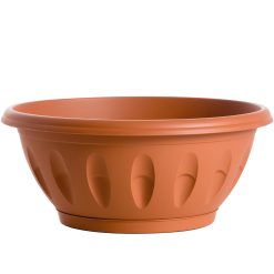 Vaso Ciotola Alba Rotondo Basso Plastica Terracotta con Sottovaso CM.25 LT.10