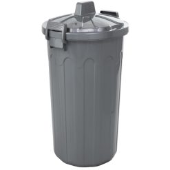 Duplast Bidone Vulcano Maxi con Coperchio 80 Lt – Ø45x70h cm, Colore Silver, Robusto e Capiente