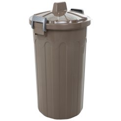 Duplast Bidone Vulcano Maxi con Coperchio 80 Lt – Ø45x70h cm, Colore Corteccia, Robusto e Capiente