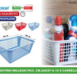 CESTINO MILLEUSI PICC. CM.26X37 H.15 X CARRELLO - immagine 1
