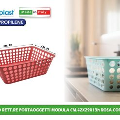 CESTO RETT.RE PORTAOGGETTI MODULA CM.42X29X13h ROSA CORALLO - immagine 1