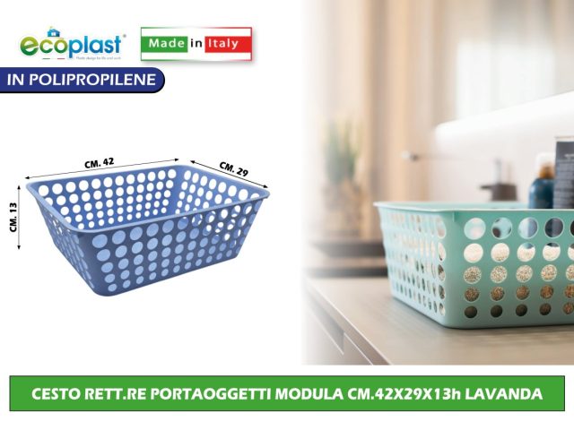 CESTO RETT.RE PORTAOGGETTI MODULA CM.42X29X13h CELESTE
