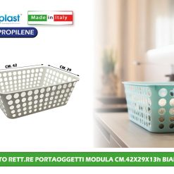 CESTO RETT.RE PORTAOGGETTI MODULA CM.42X29X13h BIANCO - immagine 1