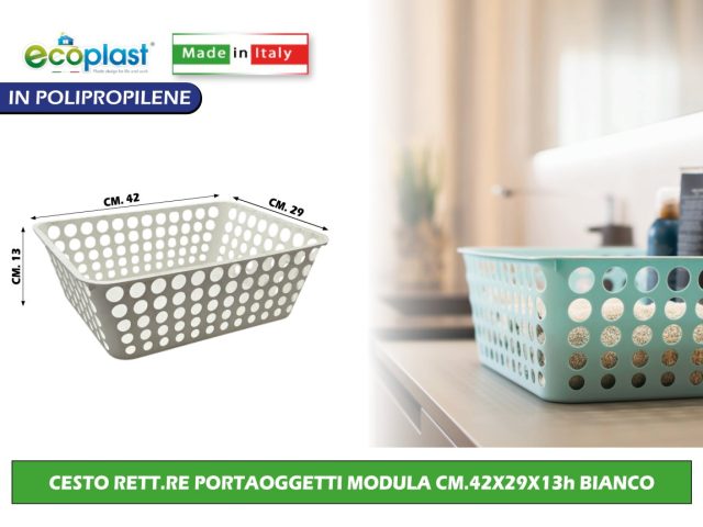 CESTO RETT.RE PORTAOGGETTI MODULA CM.42X29X13h BIANCO