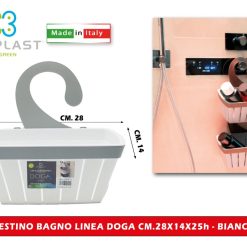 Cestino Bagno Linea Doga Cm.28X14X25H Bianco - immagine 1