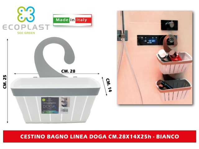 Cestino Bagno Linea Doga Cm.28X14X25H Bianco